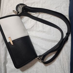 Madden Girl Black and White Two-Tone Crossbody Shoulder Bag